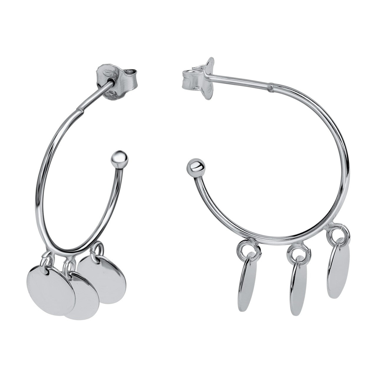 Schmuck Steckcreolen Ohrringe Damen 925 Silber rhodiniert mit Plättchen 1,9cm, 1 Paar günstig kaufen