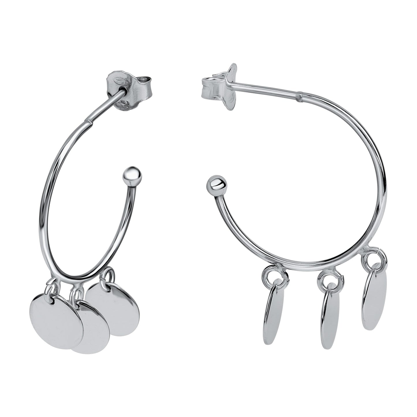Steckcreolen 925/- Sterling Silber rhodiniert 1,9cm