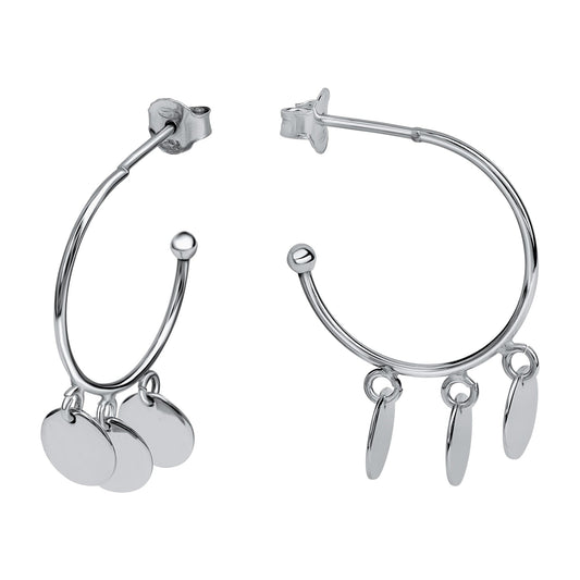 Ohrringe 925 Silber rhodiniert mit Plättchen-Anhängern