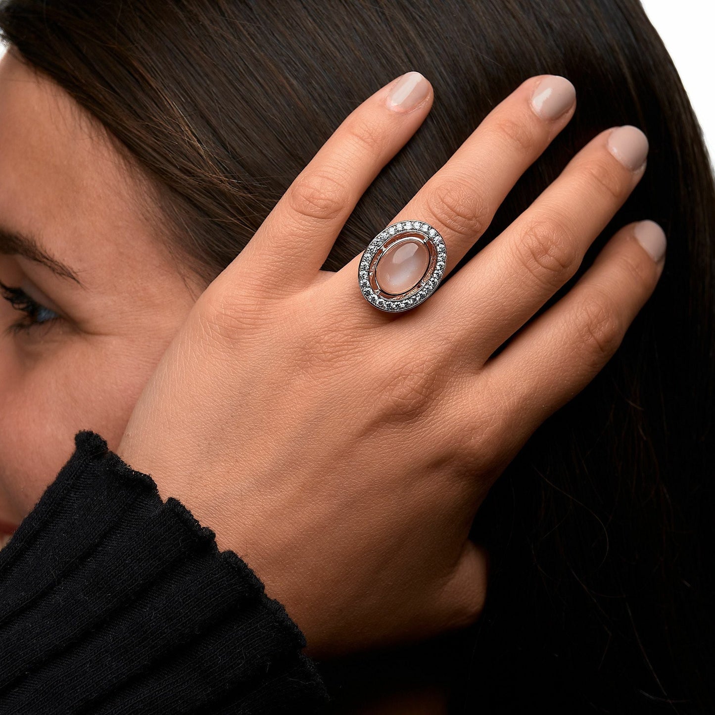 Ring 925/- Sterling Silber rotvergoldet Mondstein