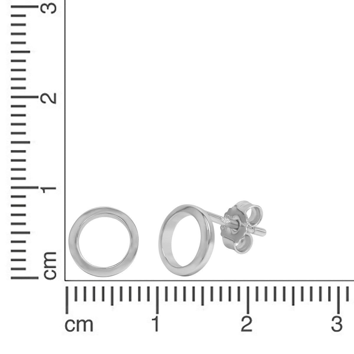 Ohrstecker 925 Silber rhodiniert gerieft 925/- Sterling Silber rhodiniert 1,0cm