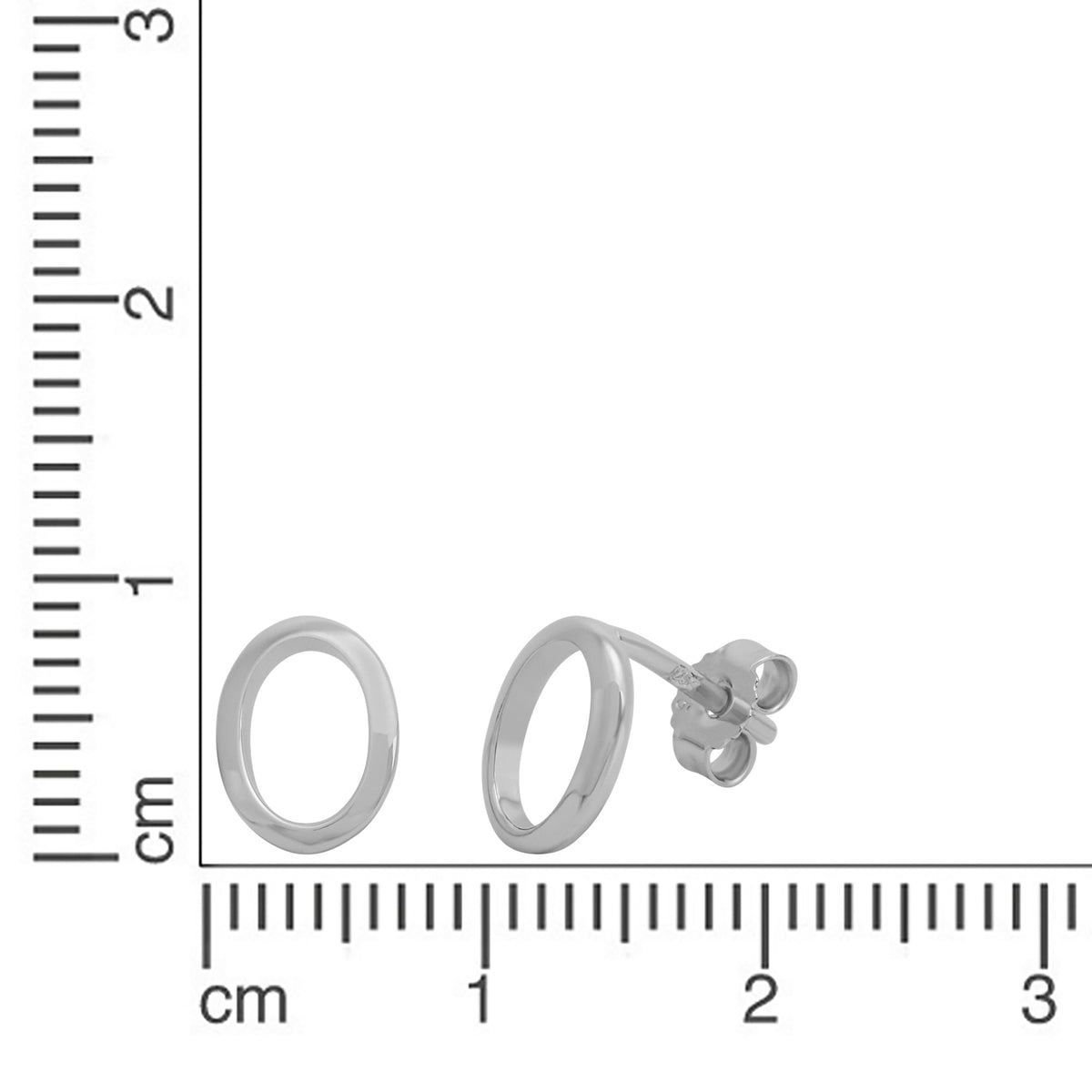 Ohrstecker 925 Silber rhodiniert oval 9x7mm 925/- Sterling Silber rhodiniert 1,0cm