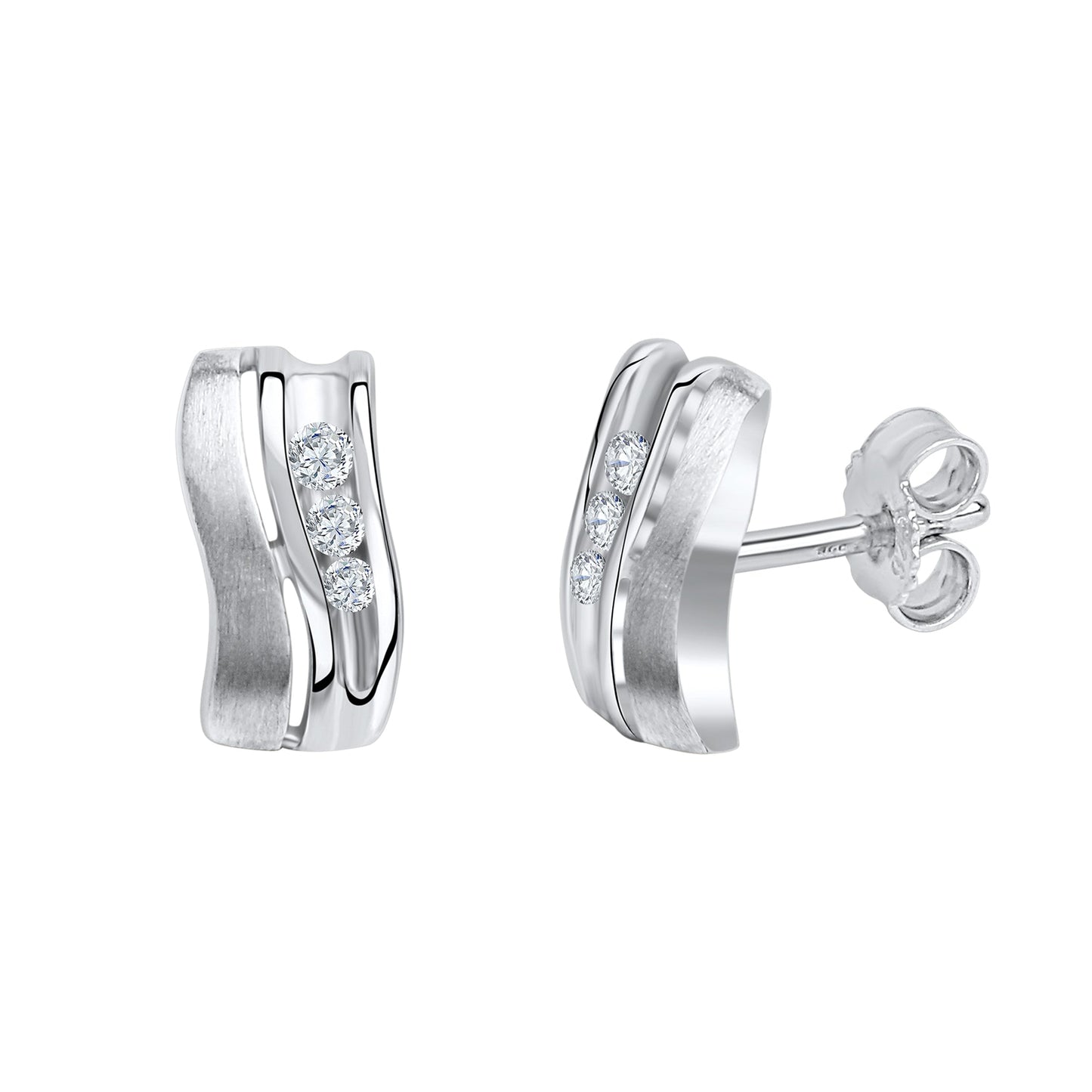 Ohrstecker 925/- Sterling Silber rhodiniert 1cm Zirkonia