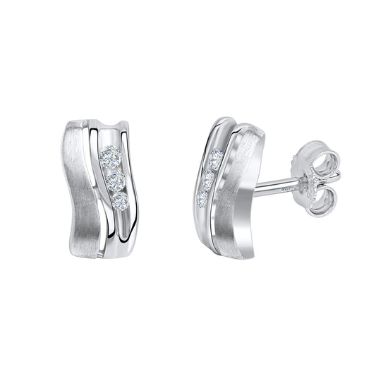 Ohrringe 925 Silber rhodiniert glanz/mattiert mit Zirkonia