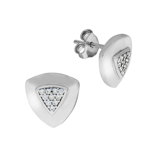Ohrringe Silber 925 rhodiniert Ohrstecker rhodiniert mit 11mm Länge und 10 weiße Zirkonia