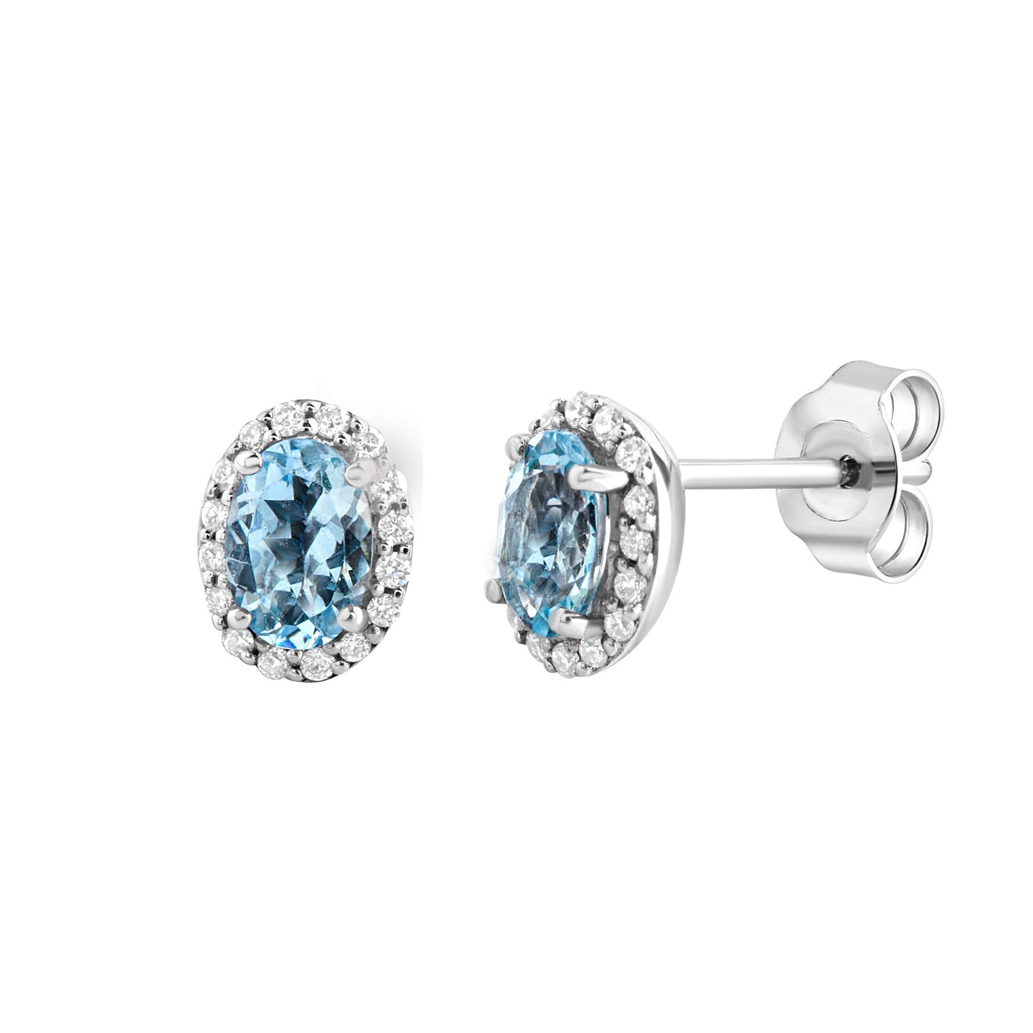 Ohrstecker 585/- Gold rhodiniert 0,8cm Aquamarine 0,144ct.