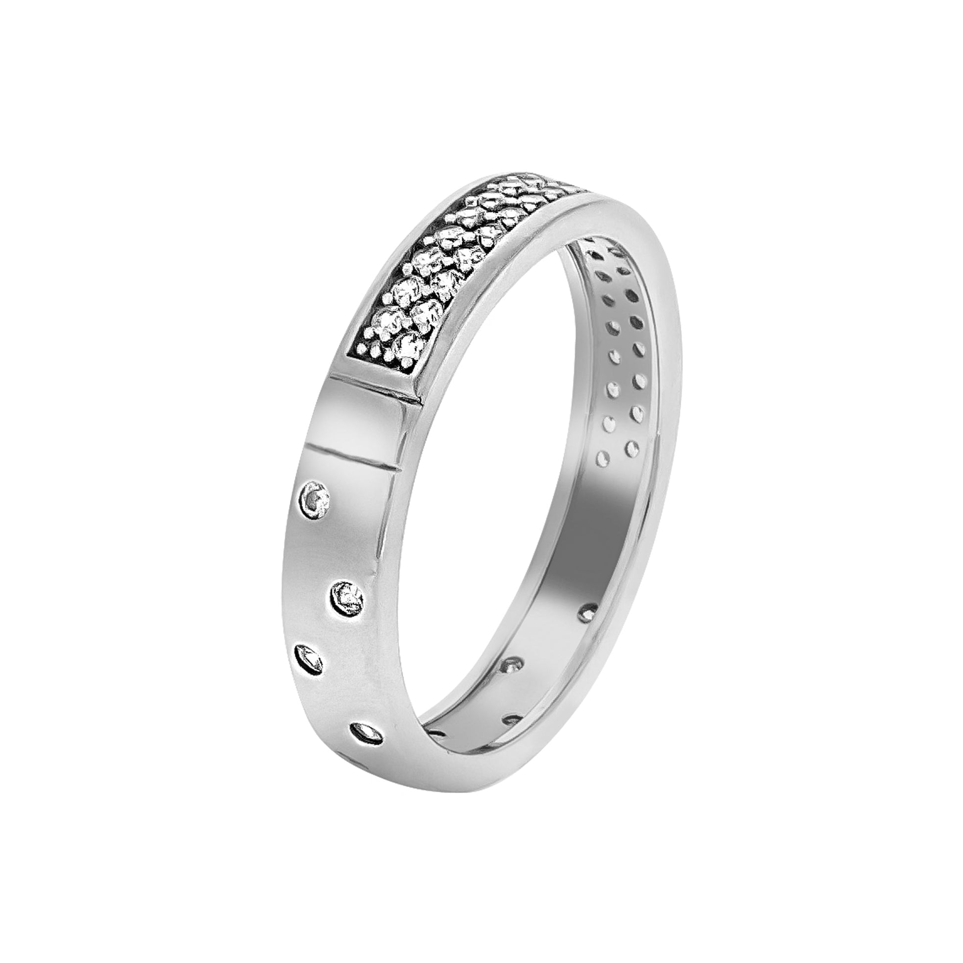 Damenring aus 925/- Sterling Silber rhodiniert mit Zirkonia