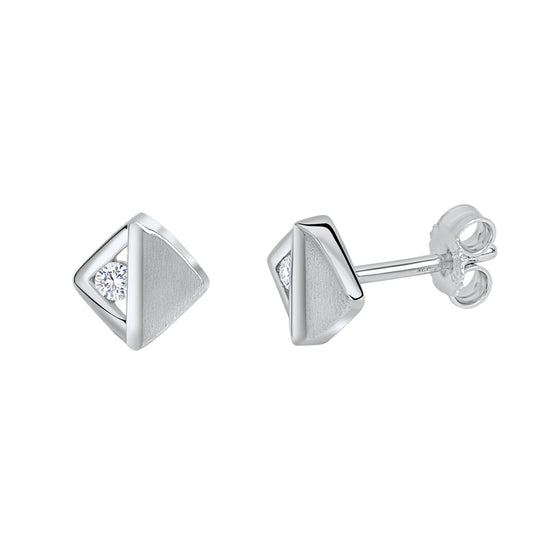 Ohrringe 925 Silber rhodiniert glanz/mattiert mit Zirkonia