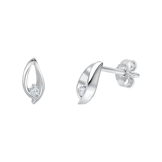 Ohrringe 925 Silber rhodiniert glanz/mattiert mit Zirkonia