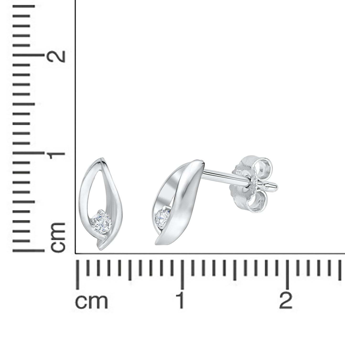 Ohrstecker 925 Silber rhodiniert Zirkonia 925/- Sterling Silber rhodiniert 1cm Zirkonia