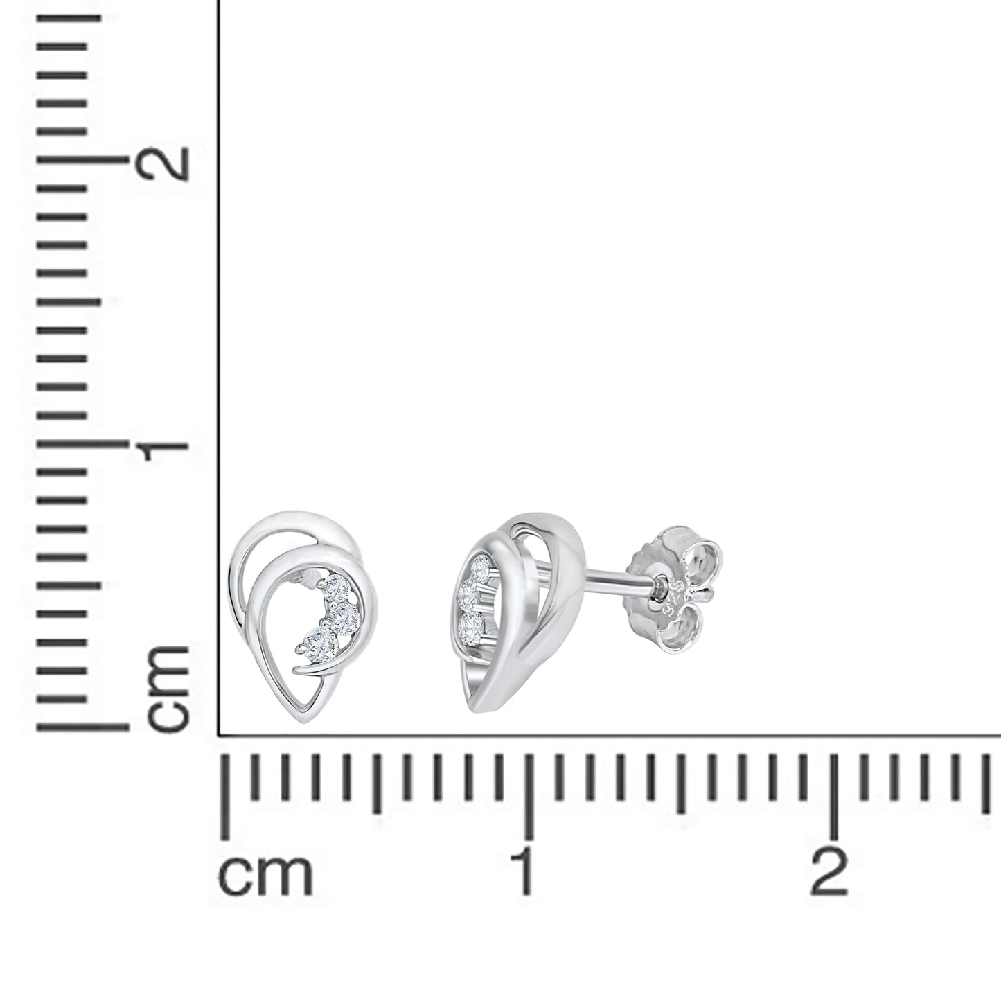 Ohrstecker 925 Silber rhodiniert glanz Zirkonia 925/- Sterling Silber rhodiniert 1cm Zirkonia