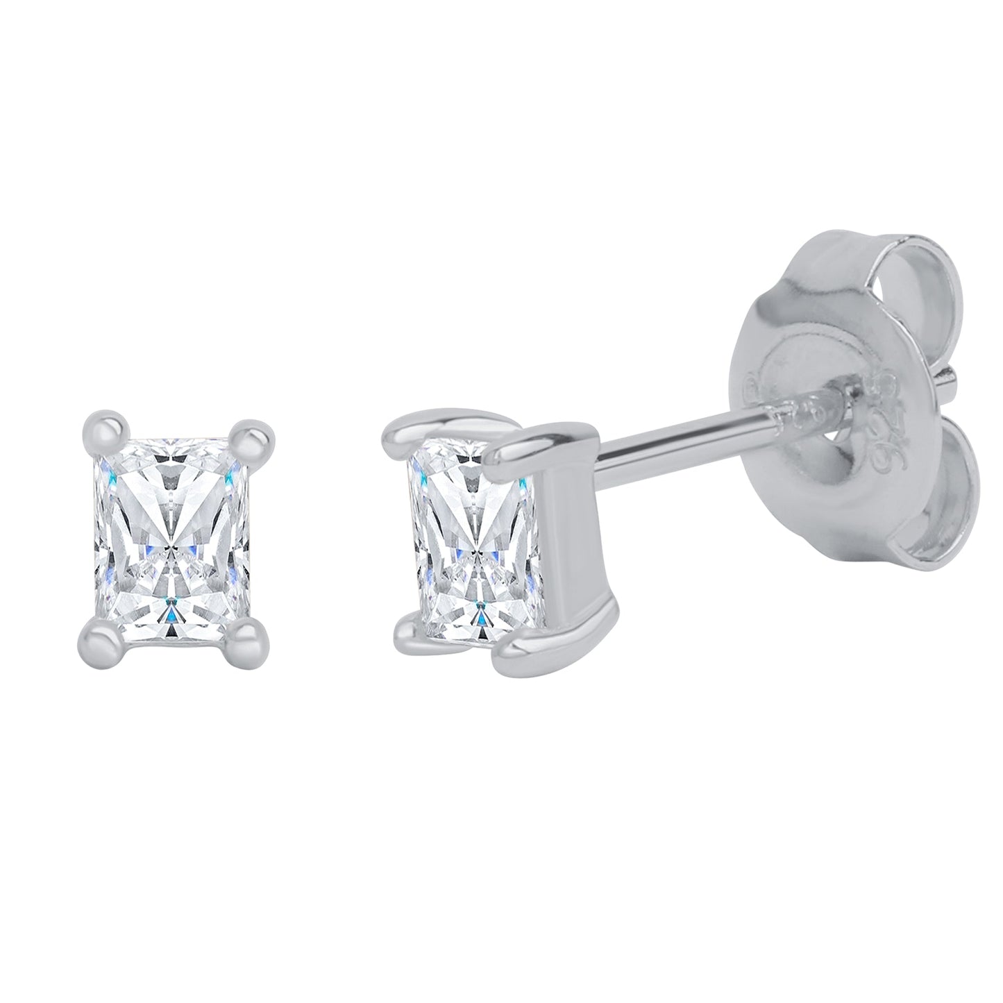 Ohrstecker 925/- Sterling Silber rhodiniert 1cm Zirkonia