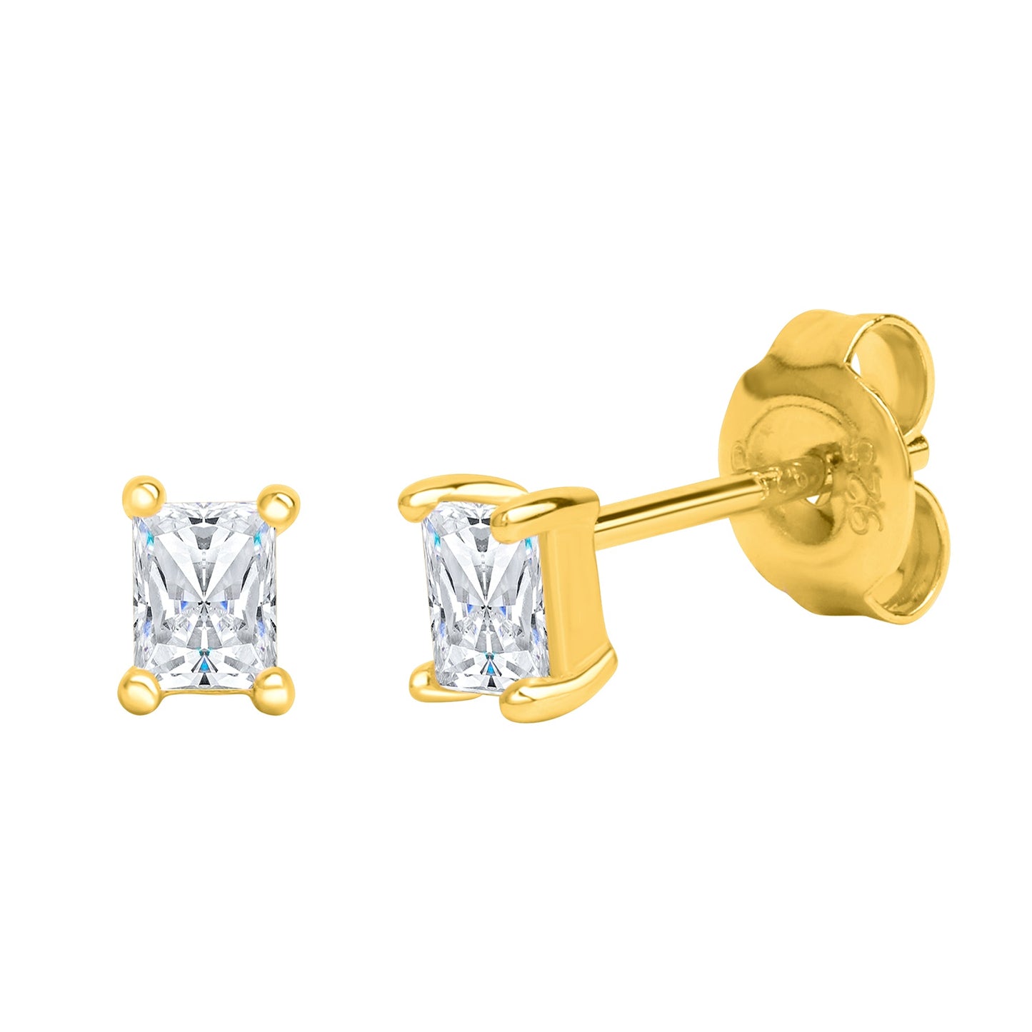 Ohrstecker 925 Silber vergoldet 925/- Sterling Silber vergoldet 1cm Zirkonia