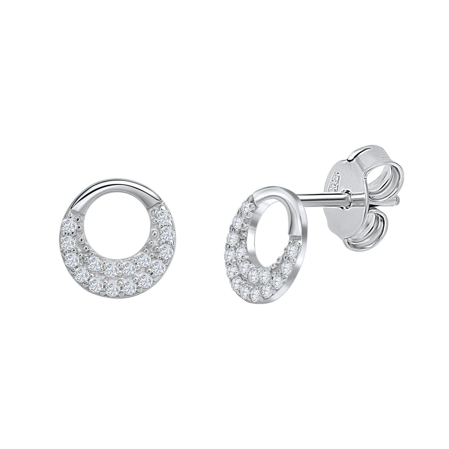 Ohrstecker 925 Silber rhodiniert Zirkonia 925/- Sterling Silber rhodiniert 1cm Zirkonia