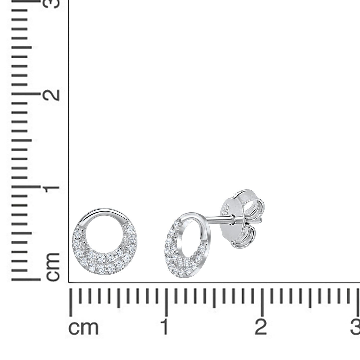 Ohrstecker 925 Silber rhodiniert Zirkonia 925/- Sterling Silber rhodiniert 1cm Zirkonia
