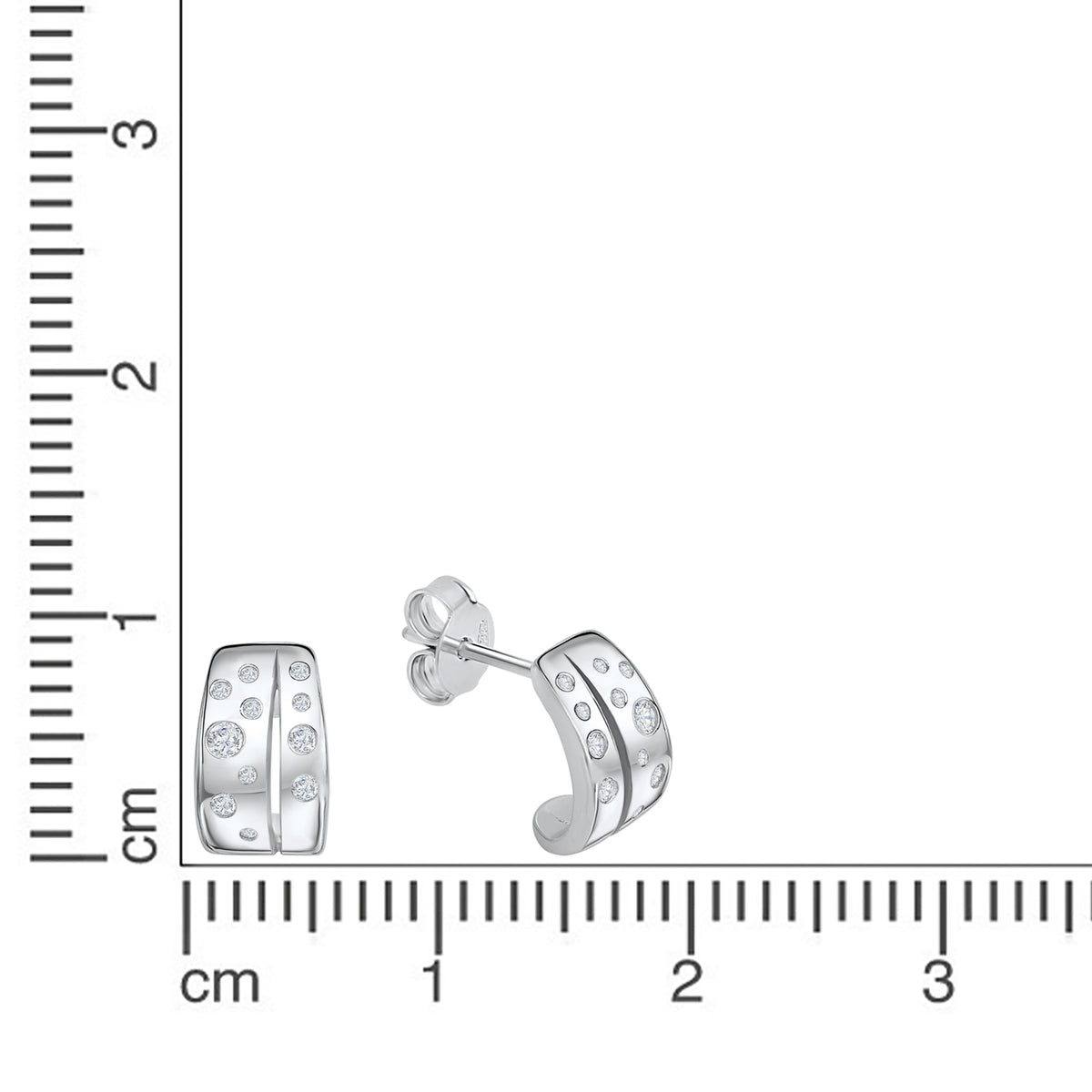 Ohrstecker 925 Silber glanz Zirkonia 925/- Sterling Silber rhodiniert 1cm Zirkonia