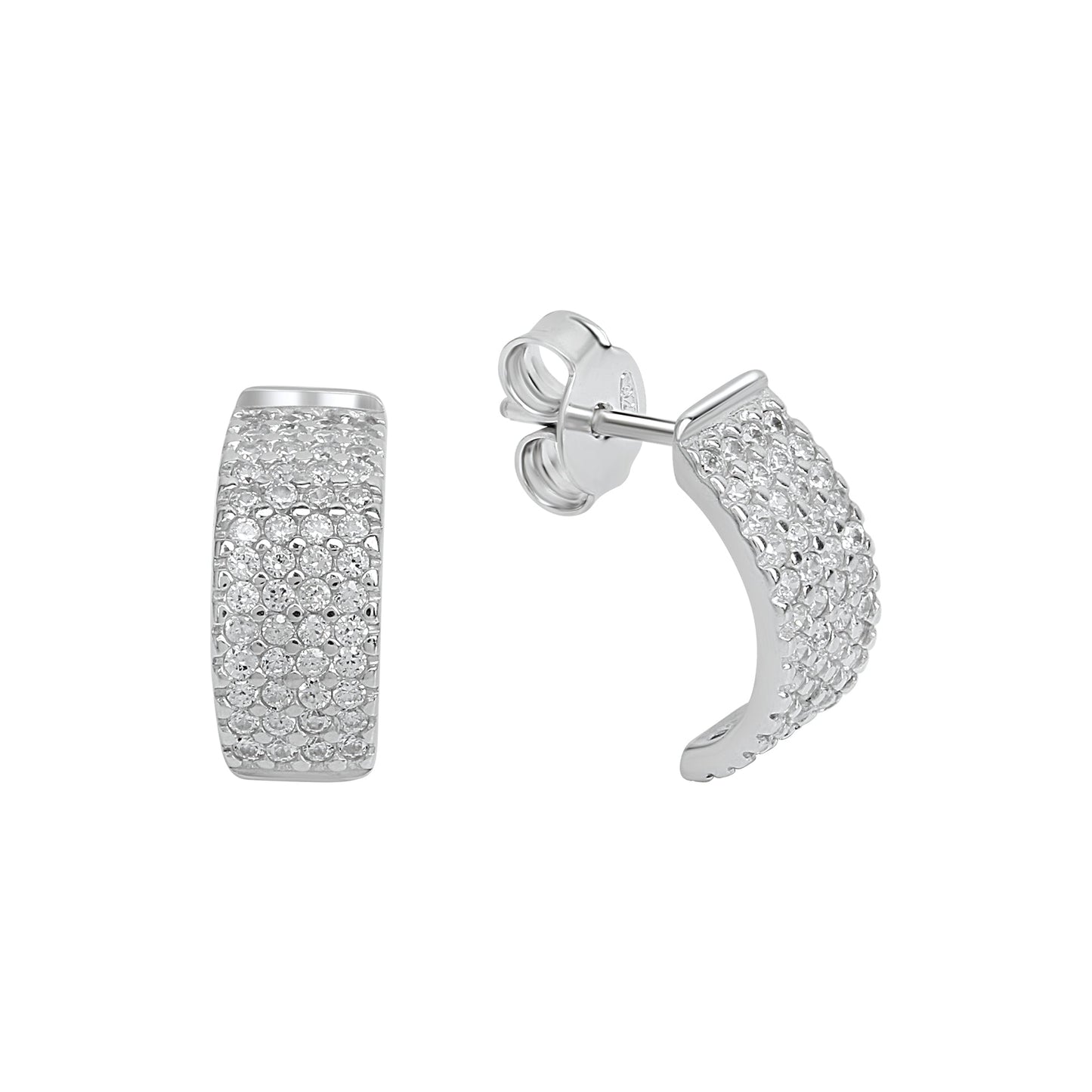 Ohrstecker 925 Silber rhodiniert Zirkonia 925/- Sterling Silber rhodiniert 1cm Zirkonia