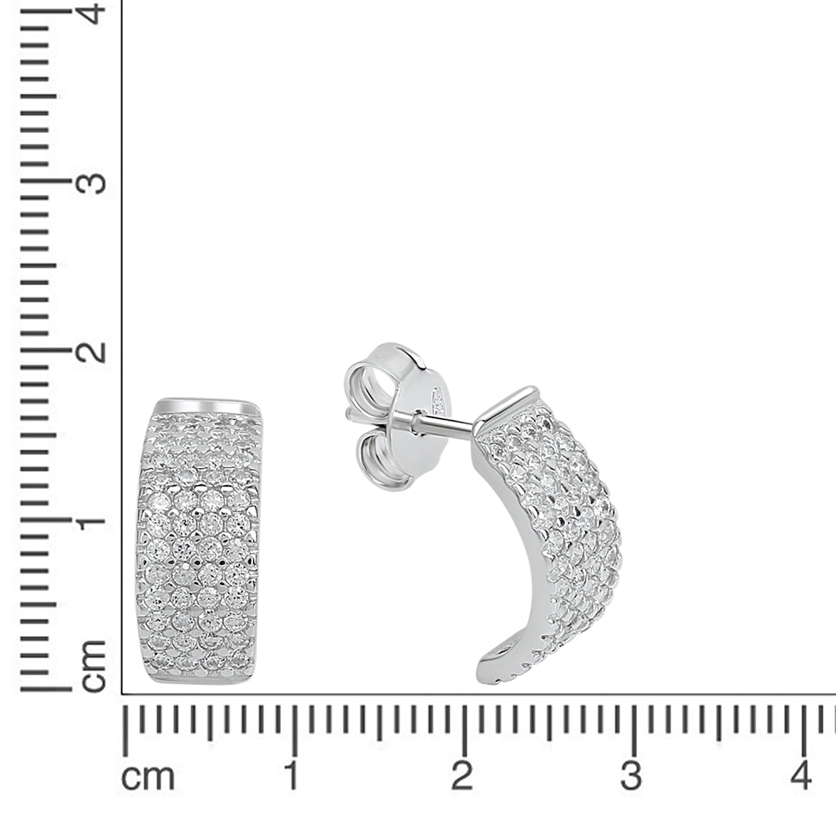 Ohrstecker 925 Silber rhodiniert Zirkonia 925/- Sterling Silber rhodiniert 1cm Zirkonia
