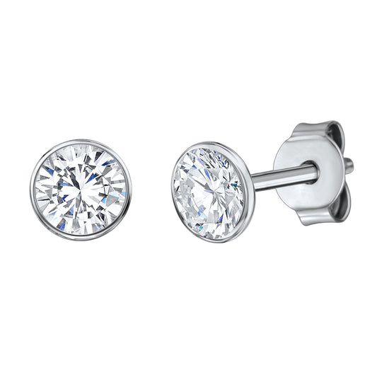 Ohrringe 925 Silber rhodiniert mit weißen Zirkonia