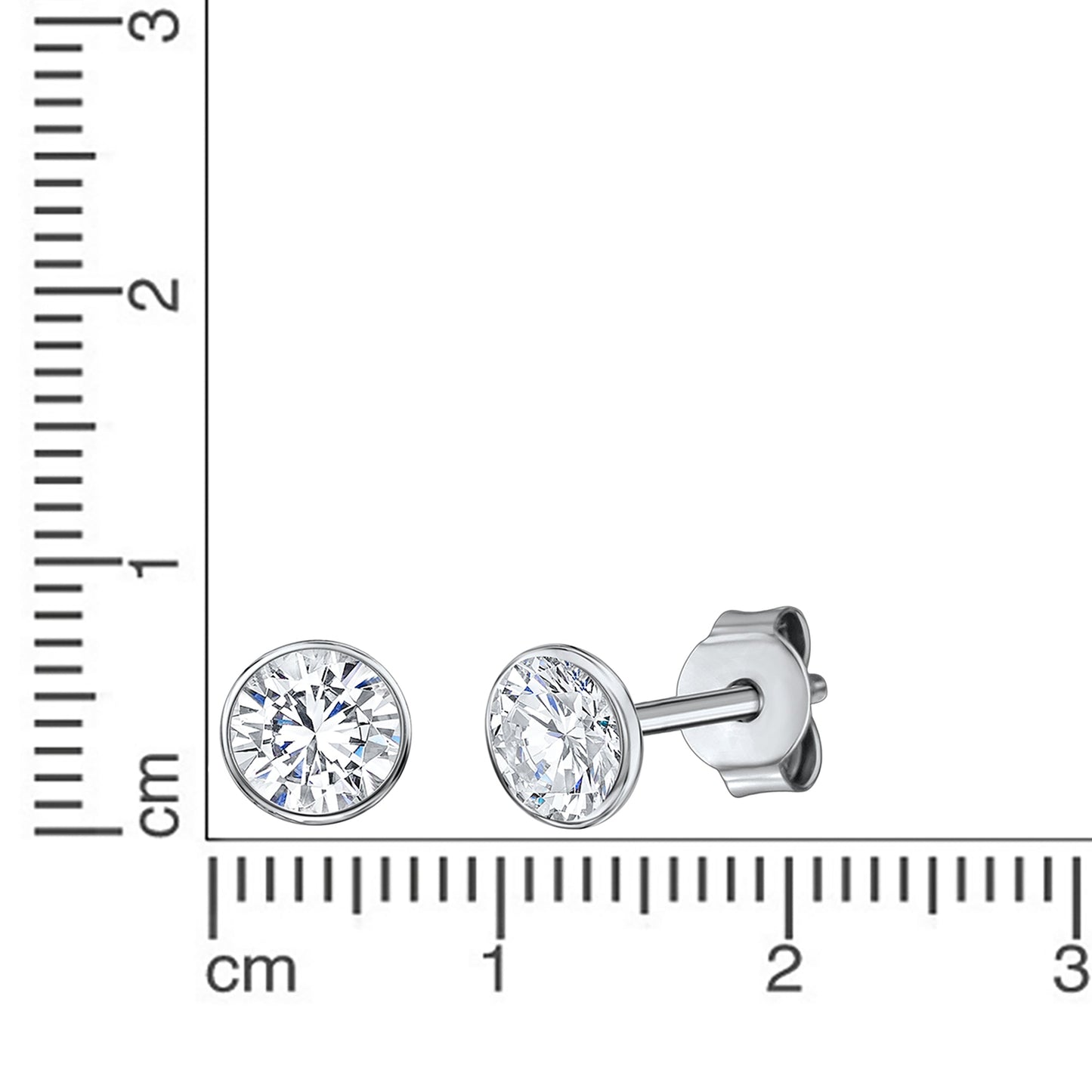 Ohrstecker 925/- Sterling Silber rhodiniert 1cm Zirkonia