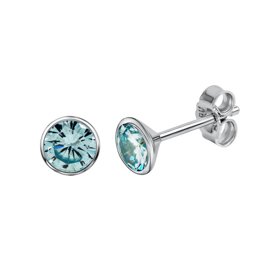 Ohrringe 925 Silber rhodiniert mit hellblauen Zirkonia