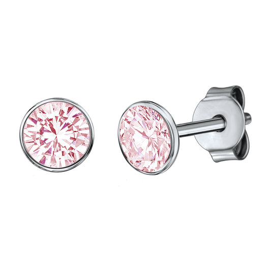 Ohrringe 925 Silber rhodiniert mit pinken Zirkonia