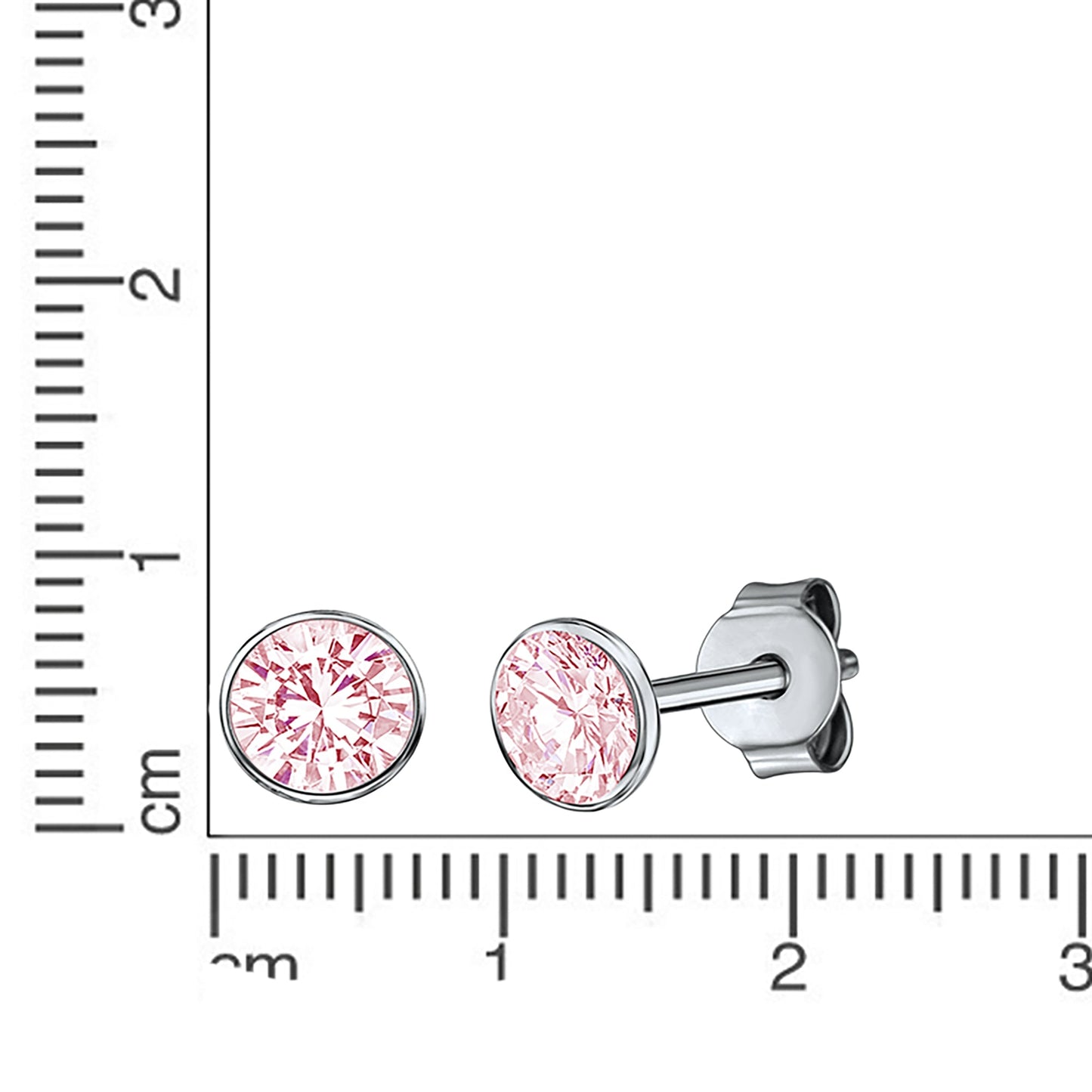 Ohrstecker 925 Silber rhodiniert CZ pink 925/- Sterling Silber rhodiniert 1cm Zirkonia