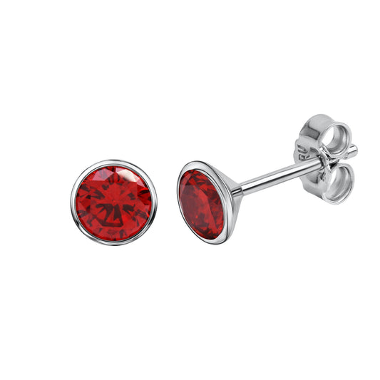 Ohrringe 925 Silber rhodiniert mit roten Zirkonia