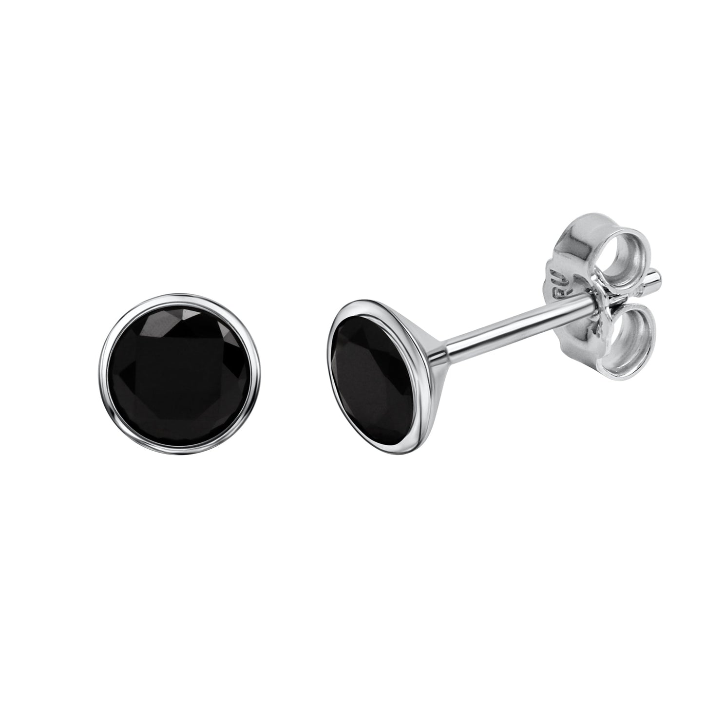 Ohrstecker 925 Silber rhodiniert CZ schwarz 925/- Sterling Silber rhodiniert 1cm Zirkonia