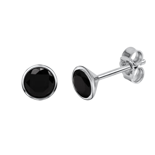 Ohrringe 925 Silber rhodiniert mit schwarzen Zirkonia