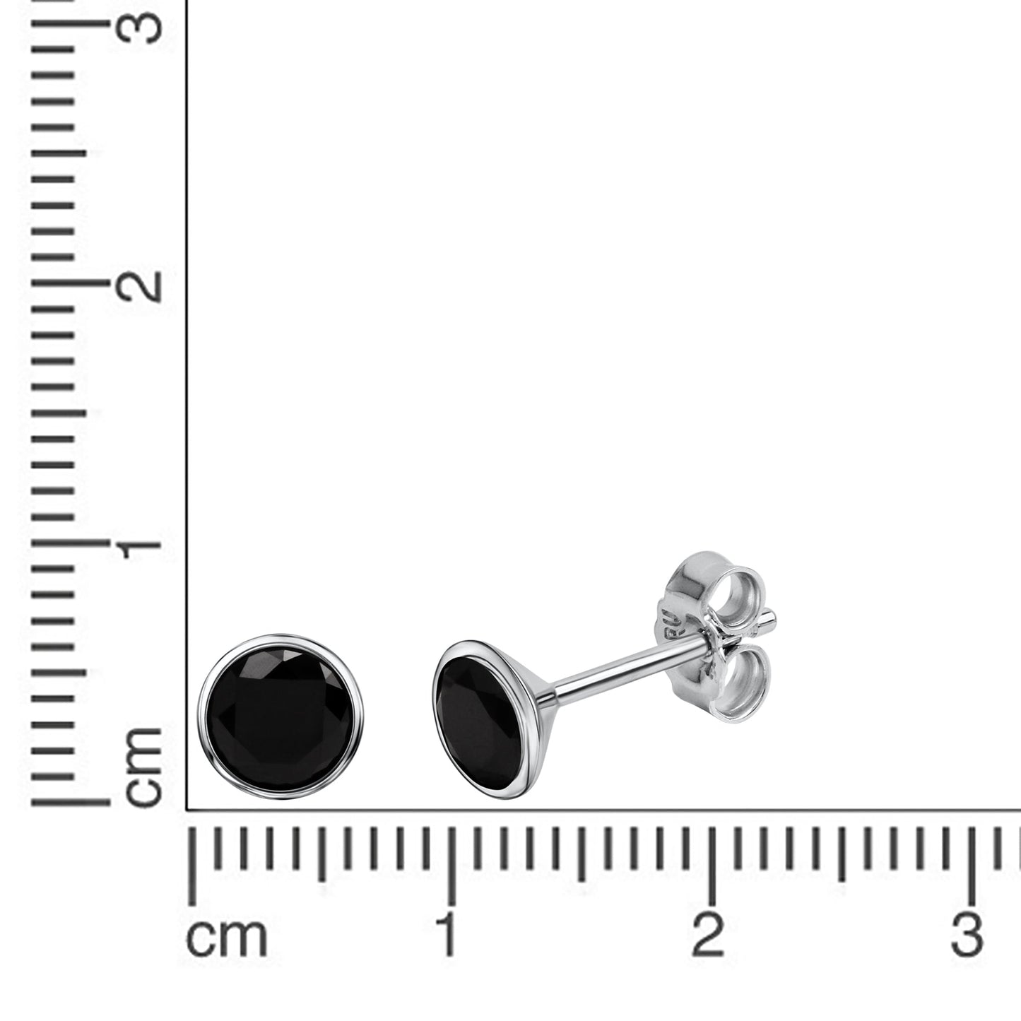 Ohrstecker 925 Silber rhodiniert CZ schwarz 925/- Sterling Silber rhodiniert 1cm Zirkonia