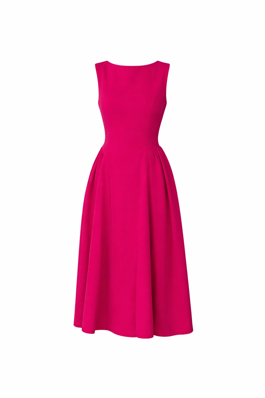 Fuchsia Midikleid – Zeitloser Schnitt mit besonderem Detail - MAJESTIC WINTER