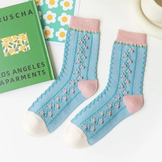 Crew Socks Flower- Blue Rose