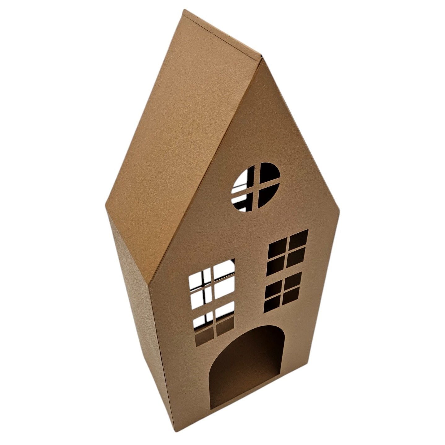 Laternenhaus Windlicht Kerzenhalter Rostoptik Haus Metall Deko Laterne 40 cm