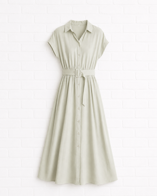 Atmungsaktives Modal- Tencel Hemdblusenkleid mit Gürtel- DELIGHT SPRING