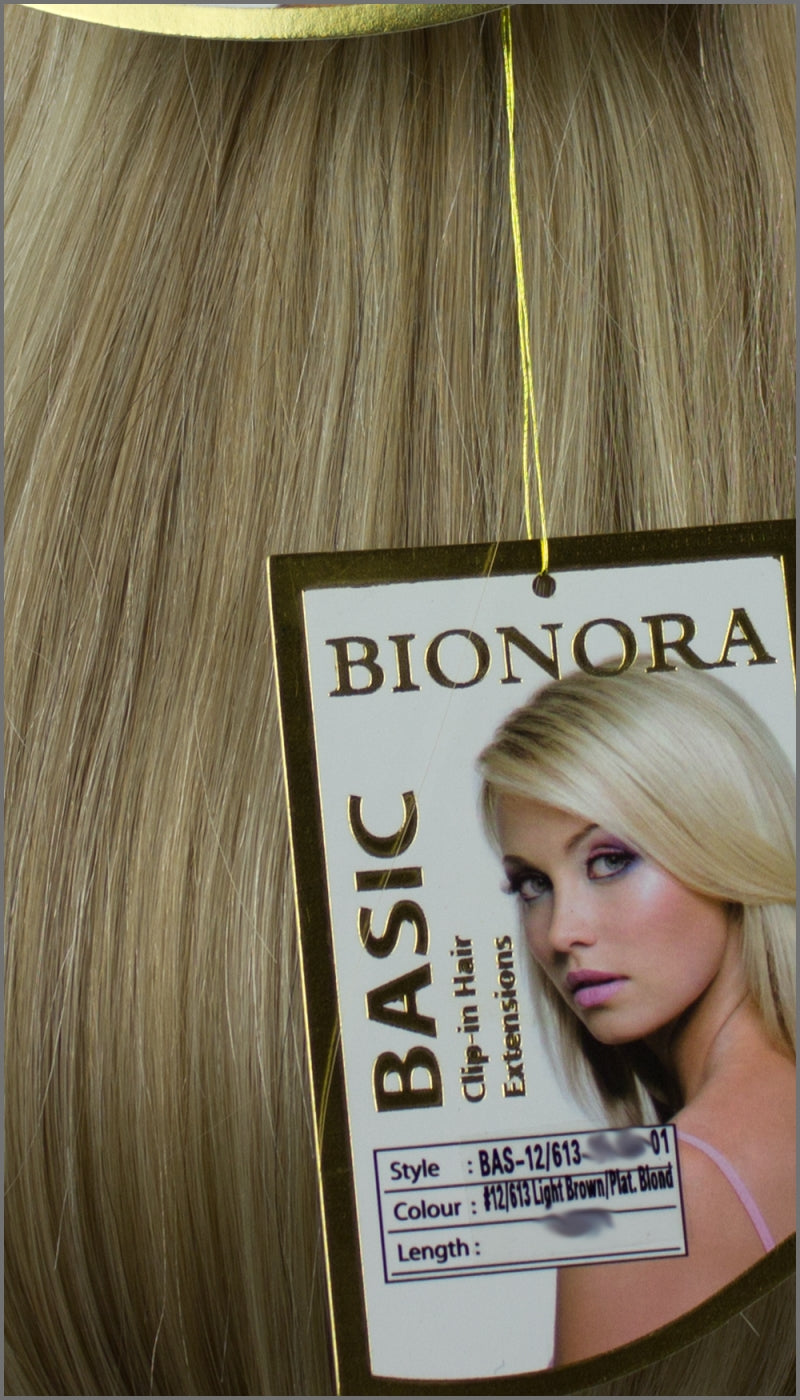 Clip-in Haar Extensions mit Echthaar, #12/613, Hellbraun / Platinblond, 40 50 60+cm, BASIC, BIONORA