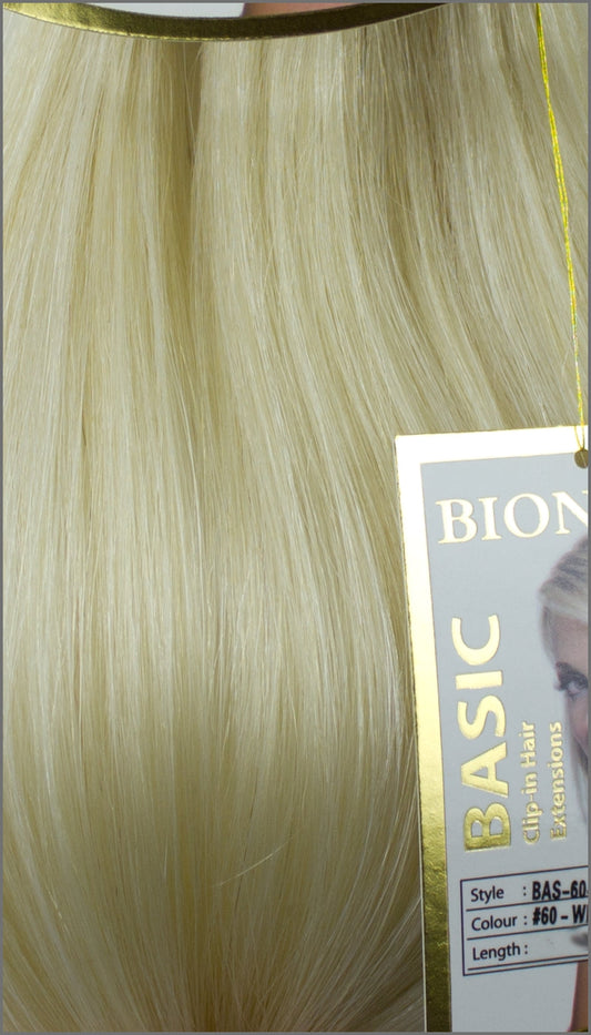 Clip-in Haar Extensions Haarverlängerung mit Echthaar, #60, Weißblond, 40 50 60+cm, BASIC, BIONORA