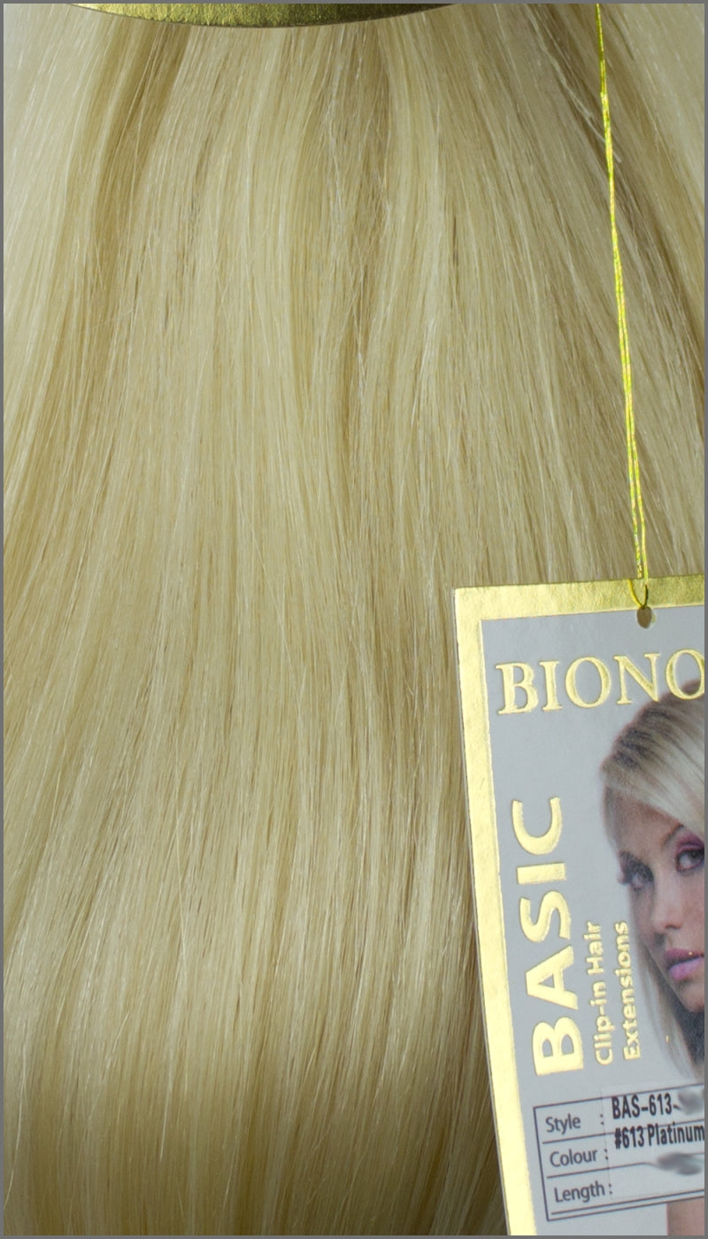 Clip-in Haar Extensions Haarverlängerung mit Echthaar, #613, Platinblond, 40 50 60+cm, BIONORA BASIC