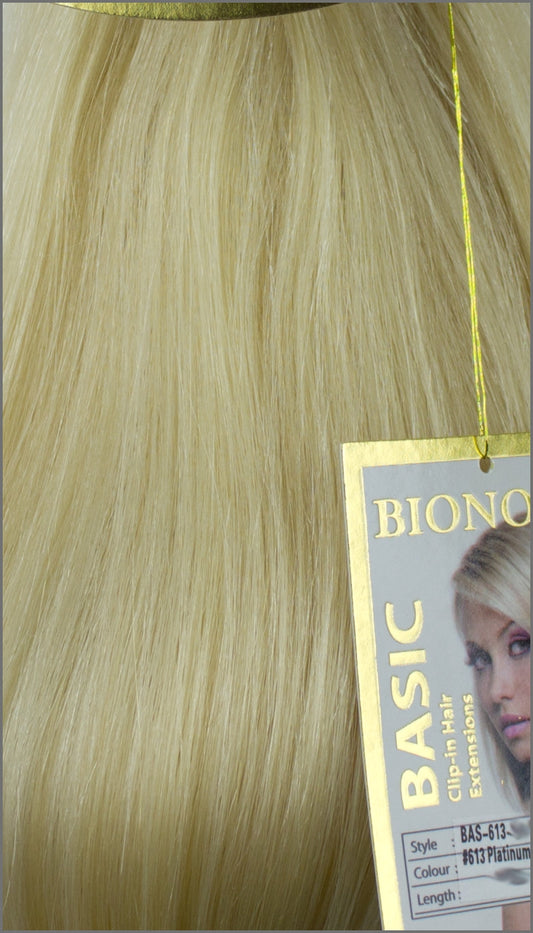 Clip-in Haar Extensions Haarverlängerung mit Echthaar, #613, Platinblond, 40 50 60+cm, BIONORA BASIC