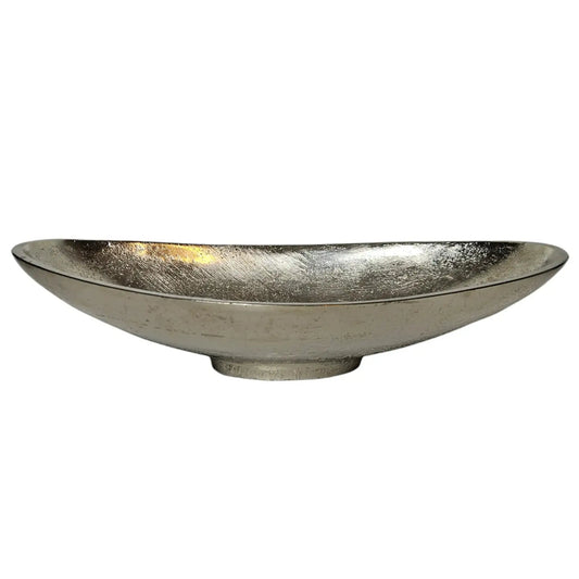 Dekoschale Metall silber Schale Metallschale oval Deko Tischdeko Länge 34 cm
