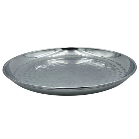 Dekoteller Dekoschale silber Metallschale Hammerschlag Unikat Kerzentablett Kerzenschale