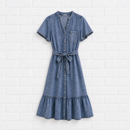 Tencel-Denim Midikleid mit Knopfleiste - 360° + VERDANT WINTER
