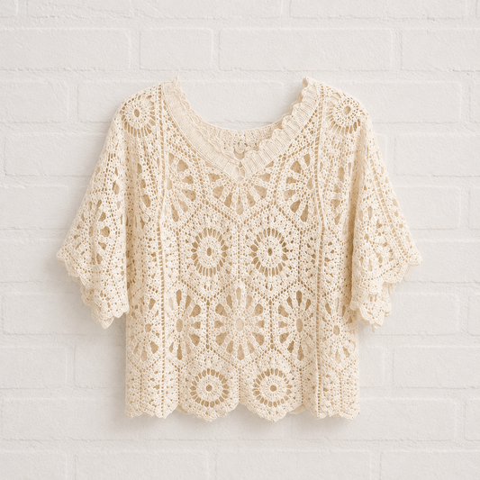 Boho Häkeloberteil mit Hexagon-Muster- GENTLE SPRING + VERDANT WINTER