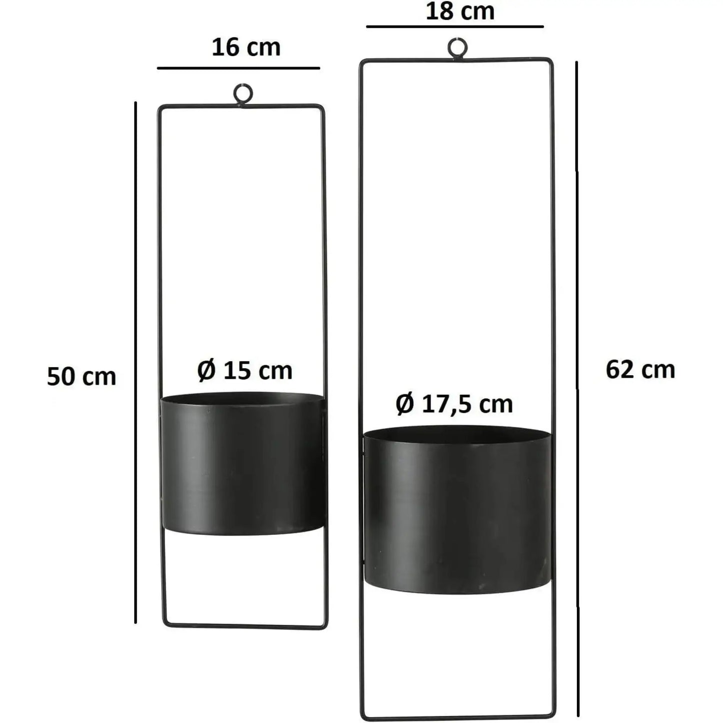 Hängetopf Blumentopf Metall schwarz indoor outdoor Balkon Fenster Blumenampel 2er set