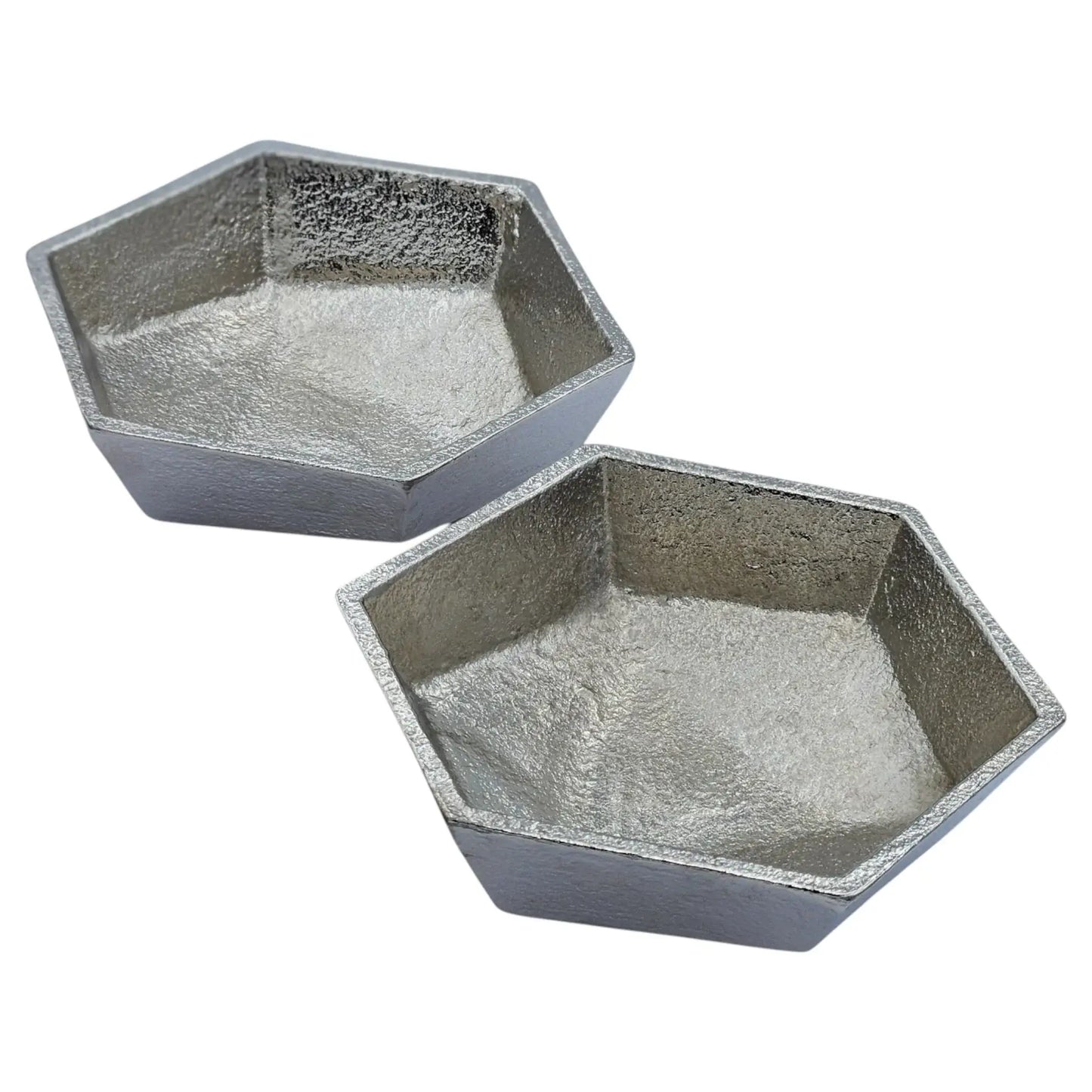 Metallschale klein Schälchen 2er Set Dekoschale Metallschale rund oval Kerzensand silber