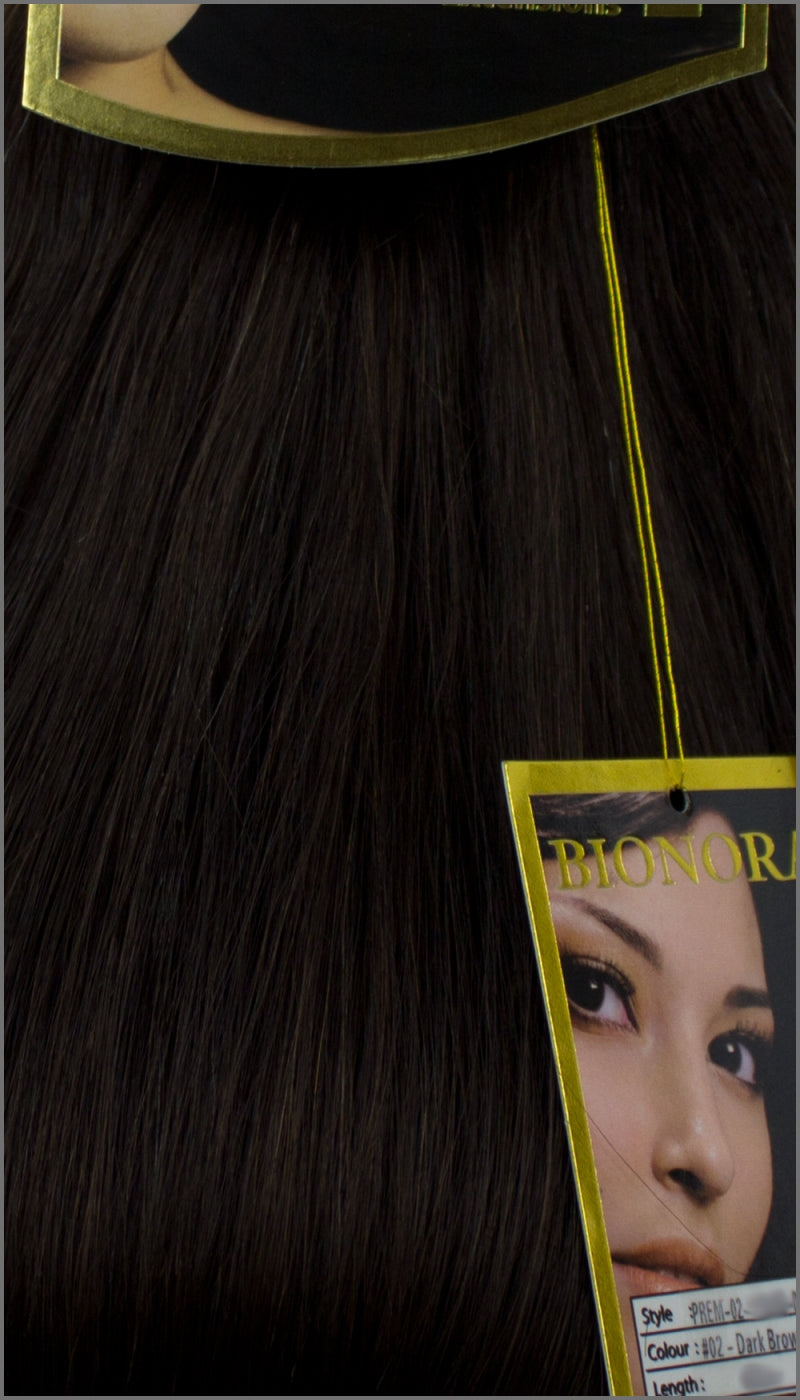 Clip-in 100% Remy Echthaar Extensions, #02, Dunkelbraun, 40 50 60+cm, 100-120Gr., BIONORA PREMIUM
