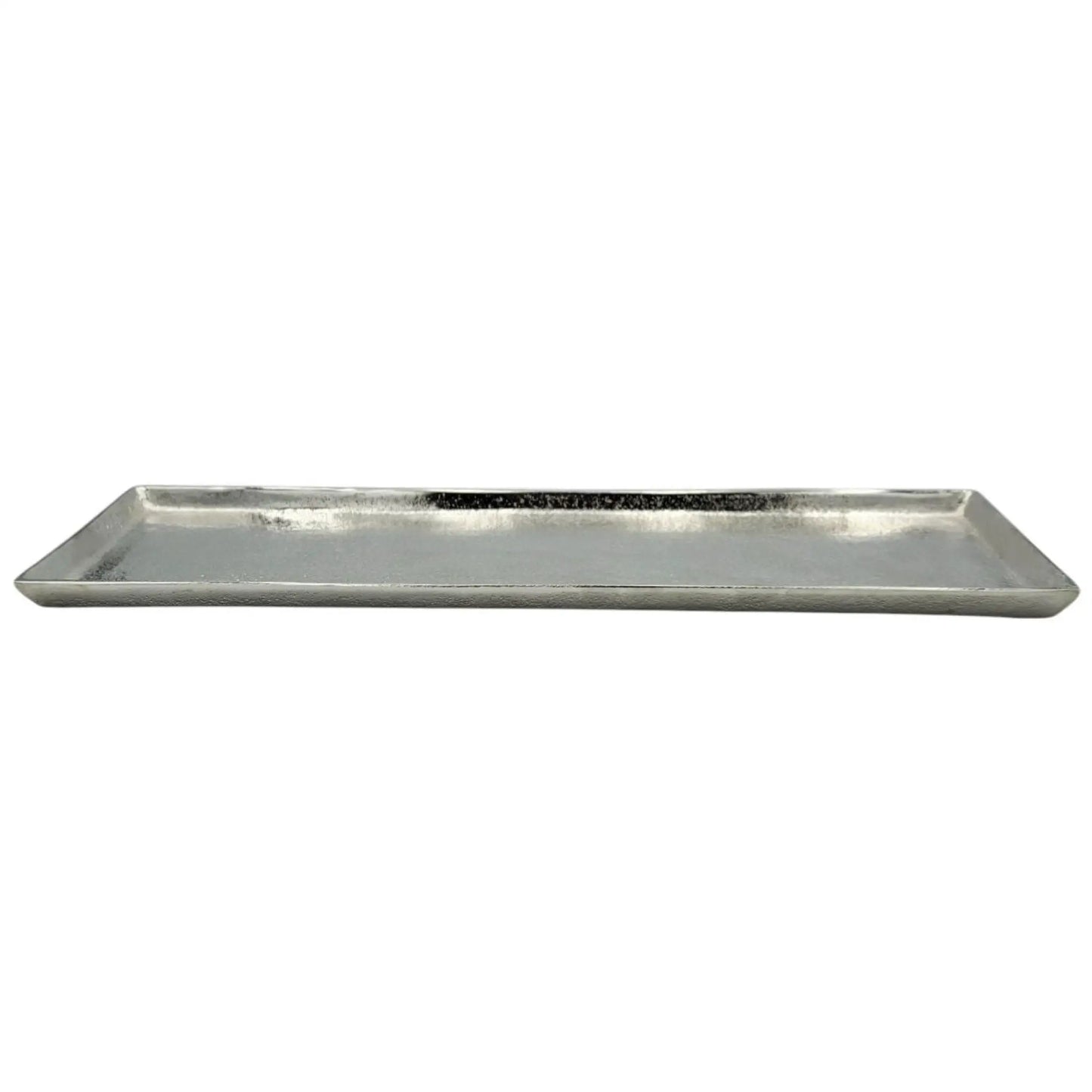 Tablett Deko Metall 44x13 cm silber Kerzentablett Dekotablett Dekoschale rechteckig