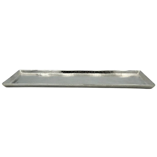 Tablett Deko Metall 44x13 cm silber Kerzentablett Dekotablett Dekoschale rechteckig