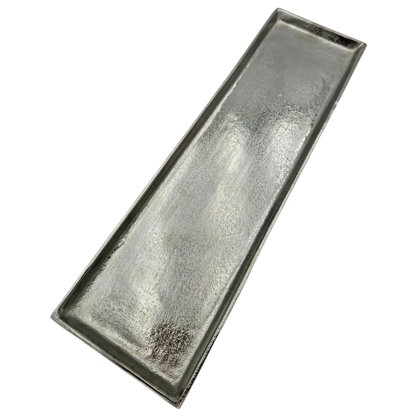 Tablett Deko Metall 44x13 cm silber Kerzentablett Dekotablett Dekoschale rechteckig